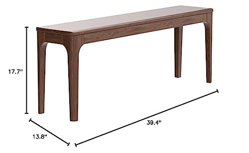 MU RONG Dining Bench, Wood Bench Solid Oak Wooden Bench Indoor Dining Room Table Home Bedroom Bed End Restaurant Modern Hallway Furniture (Walnut Color, 39.4" W x 13.8" D x 17.7" H)