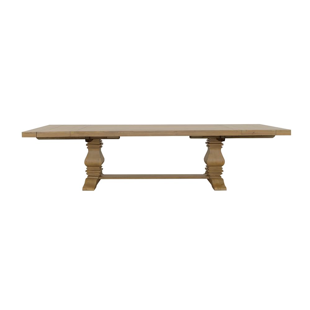 Coaster Home Furnishings - Florence - Pine Wood - Farmhouse Rectangular Dining Table with 2 Removable Leaves and Double Pedestal Base - Dining Room & Kitchen - 126 Inch - Rustic Honey - 180201
