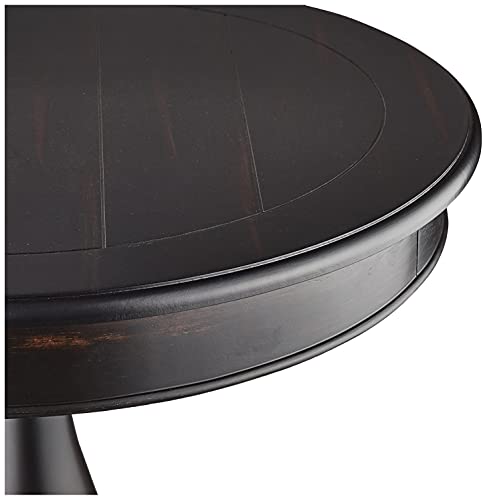 Roundhill Furniture Rene Round Wood Pedestal Side Table, Black
