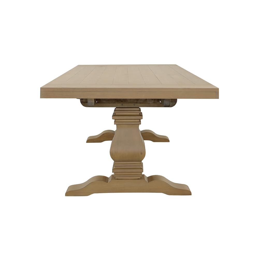 Coaster Home Furnishings - Florence - Pine Wood - Farmhouse Rectangular Dining Table with 2 Removable Leaves and Double Pedestal Base - Dining Room & Kitchen - 126 Inch - Rustic Honey - 180201