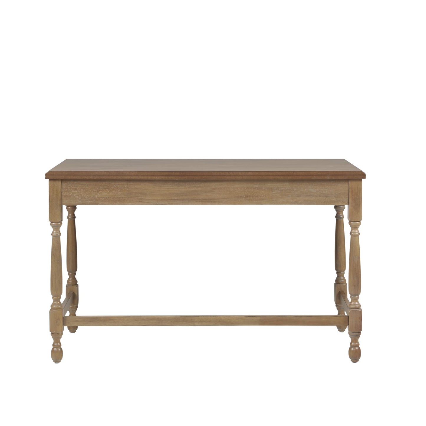 Martha Stewart Tabitha Solid Wood Writing Table with Metal Glides Drawer for Storage, Living Room Furniture, Home Office Small Computer Desk, Turned Legs, Natural