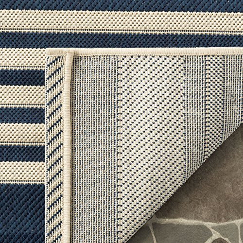 SAFAVIEH Courtyard Collection Area Rug - 5'3" x 7'7", Navy & Beige, Non-Shedding & Easy Care, Indoor/Outdoor & Washable-Ideal for Patio, Backyard, Mudroom (CY6062-268)