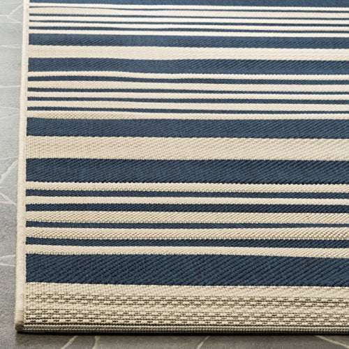 SAFAVIEH Courtyard Collection Area Rug - 5'3" x 7'7", Navy & Beige, Non-Shedding & Easy Care, Indoor/Outdoor & Washable-Ideal for Patio, Backyard, Mudroom (CY6062-268)