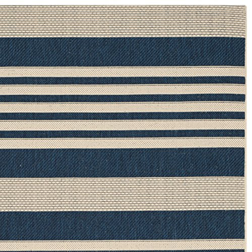 SAFAVIEH Courtyard Collection Area Rug - 5'3" x 7'7", Navy & Beige, Non-Shedding & Easy Care, Indoor/Outdoor & Washable-Ideal for Patio, Backyard, Mudroom (CY6062-268)