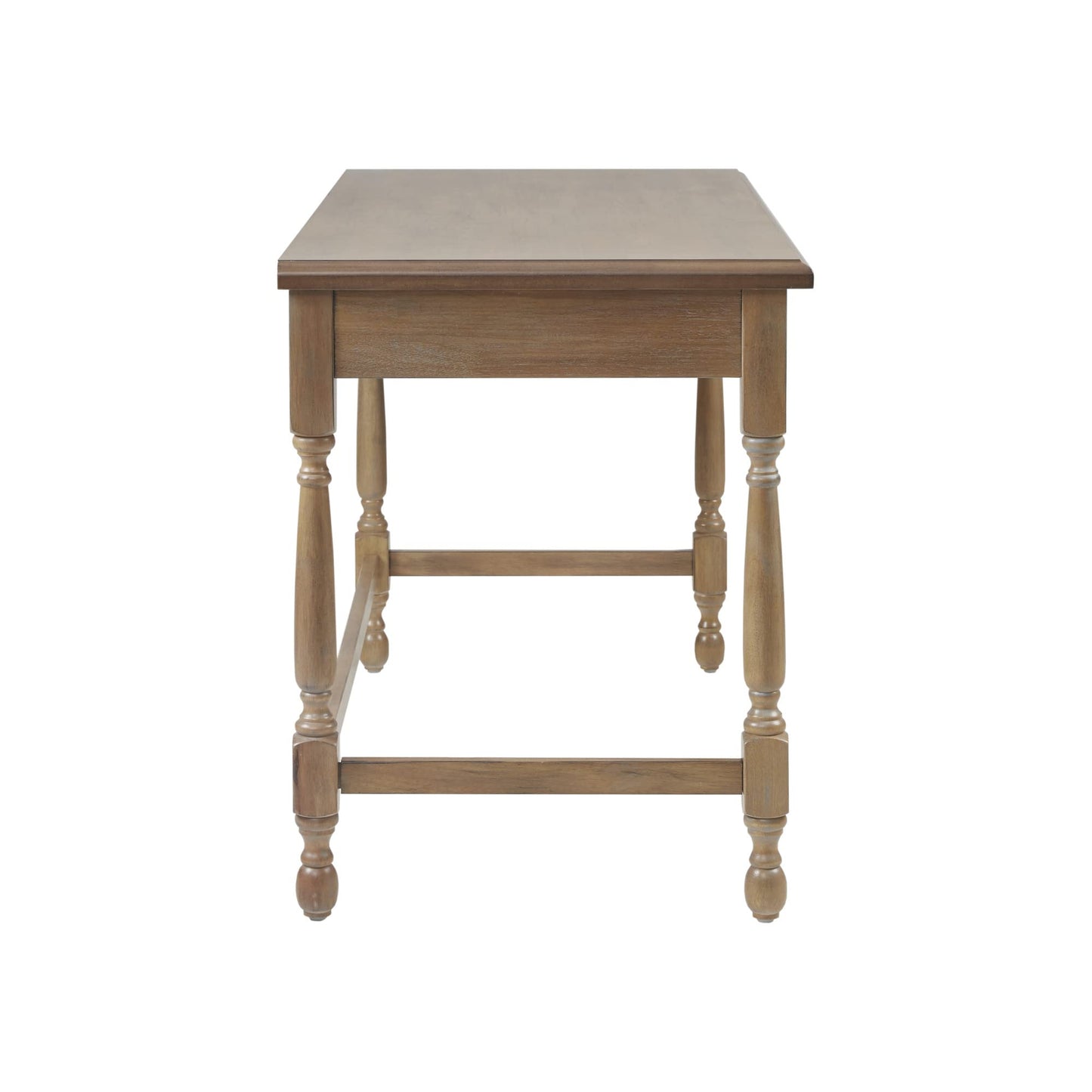 Martha Stewart Tabitha Solid Wood Writing Table with Metal Glides Drawer for Storage, Living Room Furniture, Home Office Small Computer Desk, Turned Legs, Natural