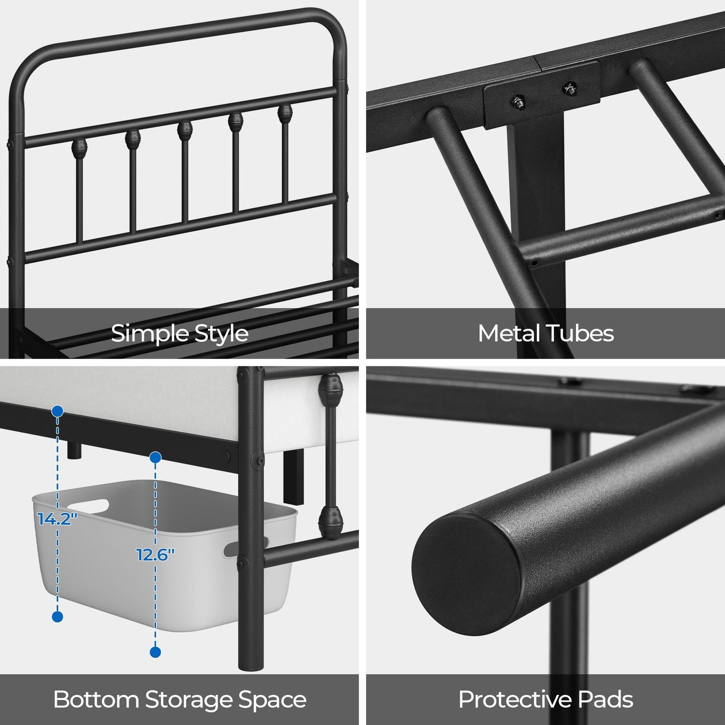 Yaheetech Classic Metal Platform Bed Frame Mattress Foundation with Victorian Style Iron-Art Headboard/Footboard/Under Bed Storage/No Box Spring Needed/Twin Size Black