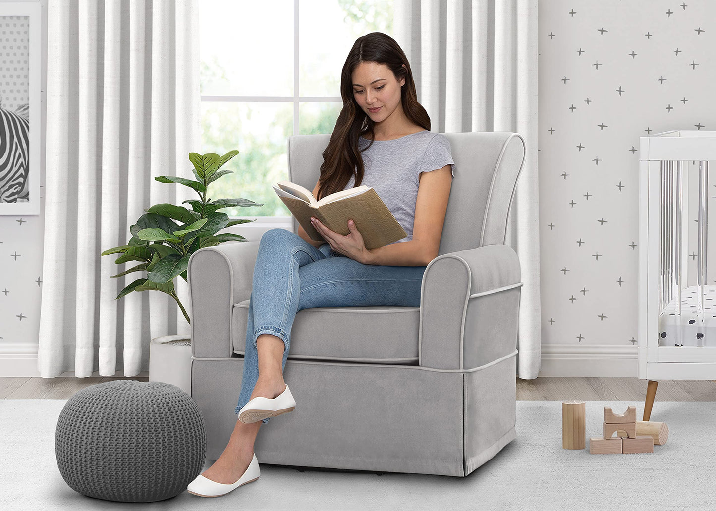 Delta Children Benbridge Glider Swivel Rocker Chair, Dove Grey