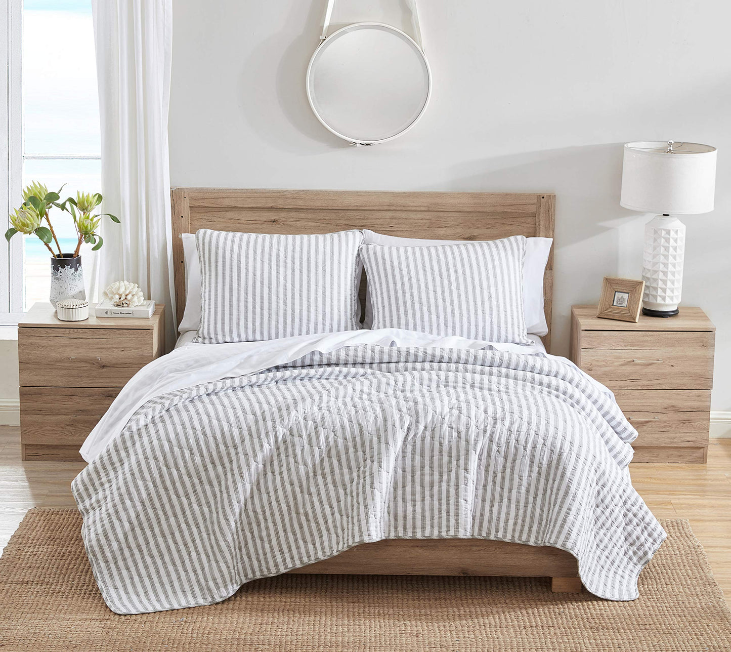 Stone Cottage | Willow Way Collection | Quilt Set - 100% Cotton, Ultra-Soft & Reversible Bedding with Matching Sham, Pre-Washed for Extra Comfort, Twin, Grey