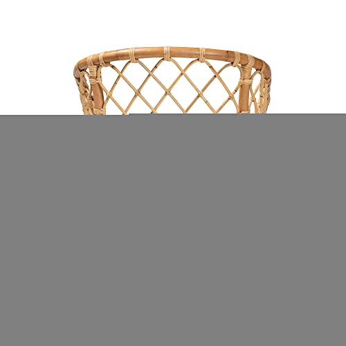 Baxton Studio Orchard Modern Bohemian White Fabric Upholstered and Natural Brown Rattan Dining Chair