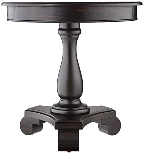 Roundhill Furniture Rene Round Wood Pedestal Side Table, Black