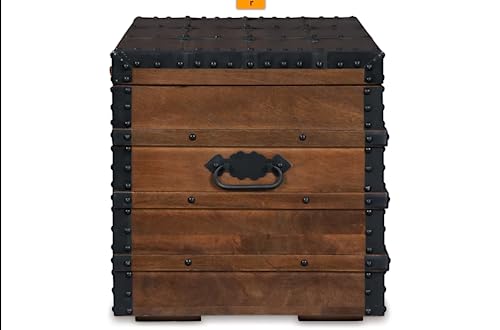 Signature Design by Ashley Kettleby Vintage Wood Storage Trunk or Coffee Table with Lift Top 19", Brown