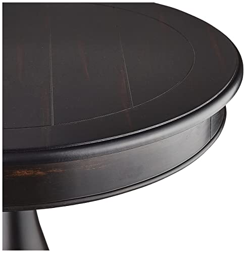 Roundhill Furniture Rene Round Wood Pedestal Side Table, Black
