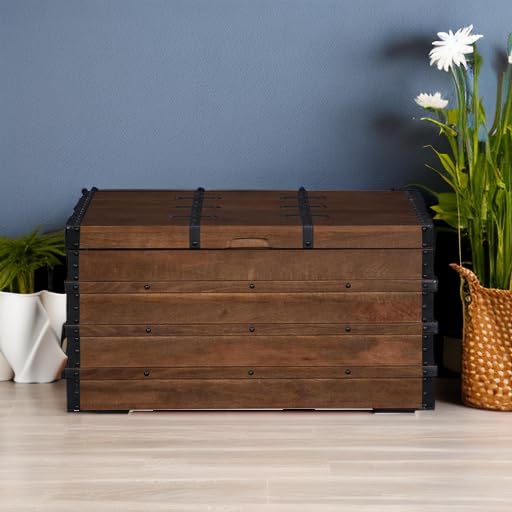 Signature Design by Ashley Kettleby Vintage Wood Storage Trunk or Coffee Table with Lift Top 19", Brown