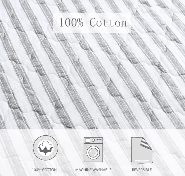 Stone Cottage | Willow Way Collection | Quilt Set - 100% Cotton, Ultra-Soft & Reversible Bedding with Matching Sham, Pre-Washed for Extra Comfort, Twin, Grey