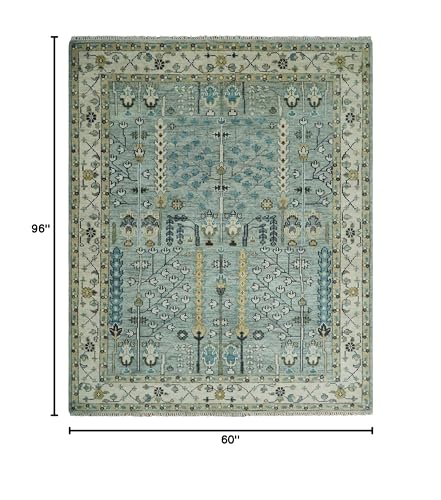 Artisan's Arc Traditional Blue and Ivory Hand Knotted Vintage Wool Area Rug | CP563 (8x10)