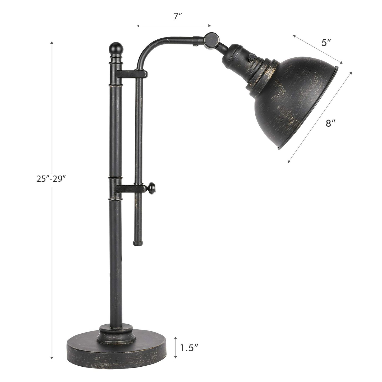 VONLUCE Rustic Desk Lamp Black Adjustable, Industrial Style Metal Task Lamp 25"-29", Vintage Work Lamp, Farmhouse Reading Lamp in Aged Bronze Finish, ETL Certificate