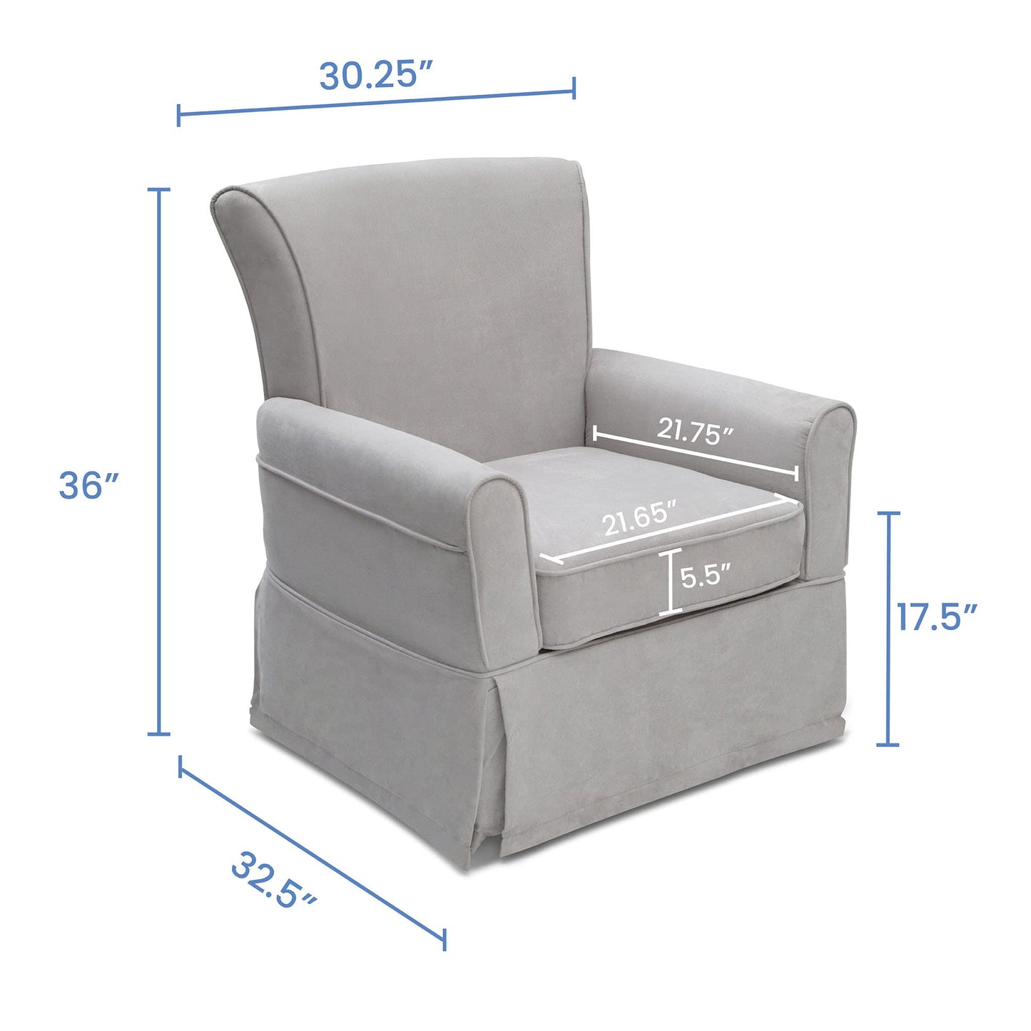 Delta Children Benbridge Glider Swivel Rocker Chair, Dove Grey