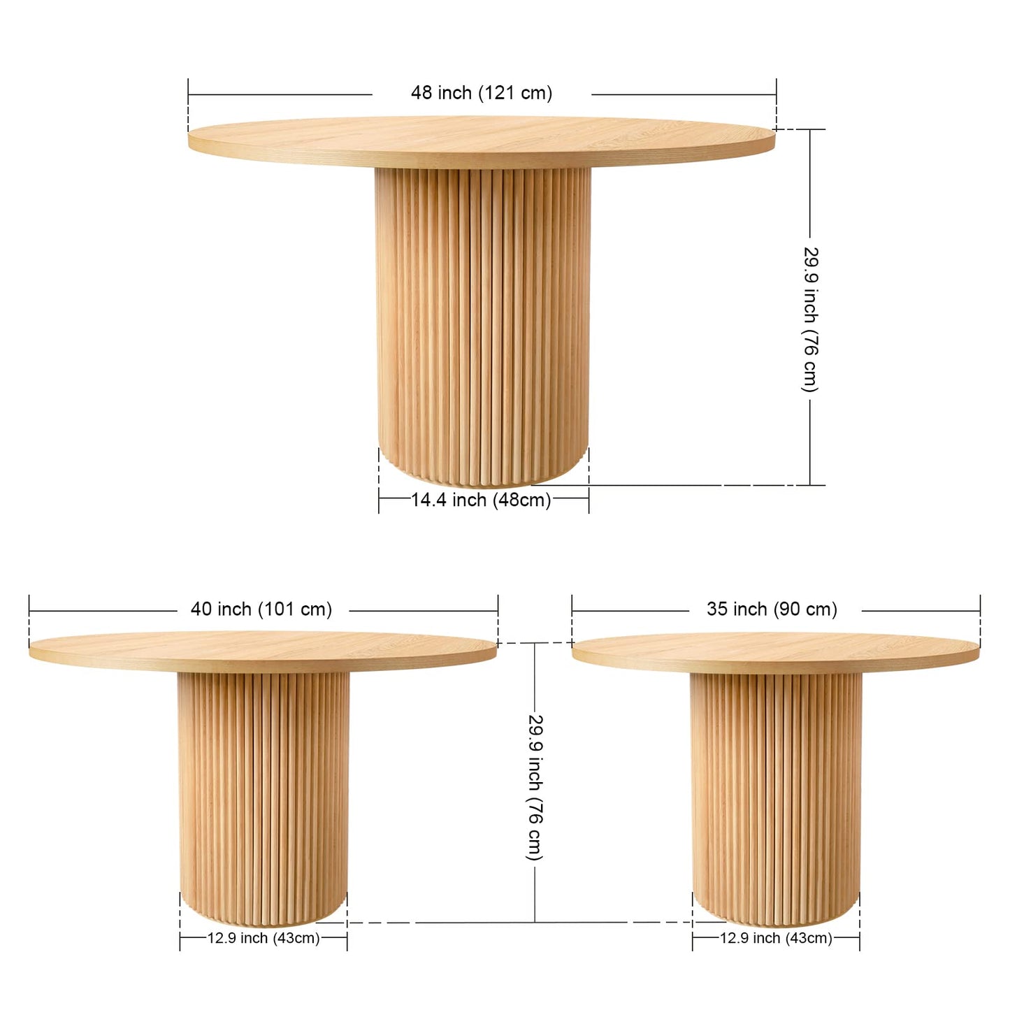 Round Dining Table for 4, Pedestal Kitchen Table Farmhouse Dinner Table, Modern Kitchen Table with Solid Wood Base for Dining Room Kitchen, Living Room, 47''L x 47''W x 29.9''H