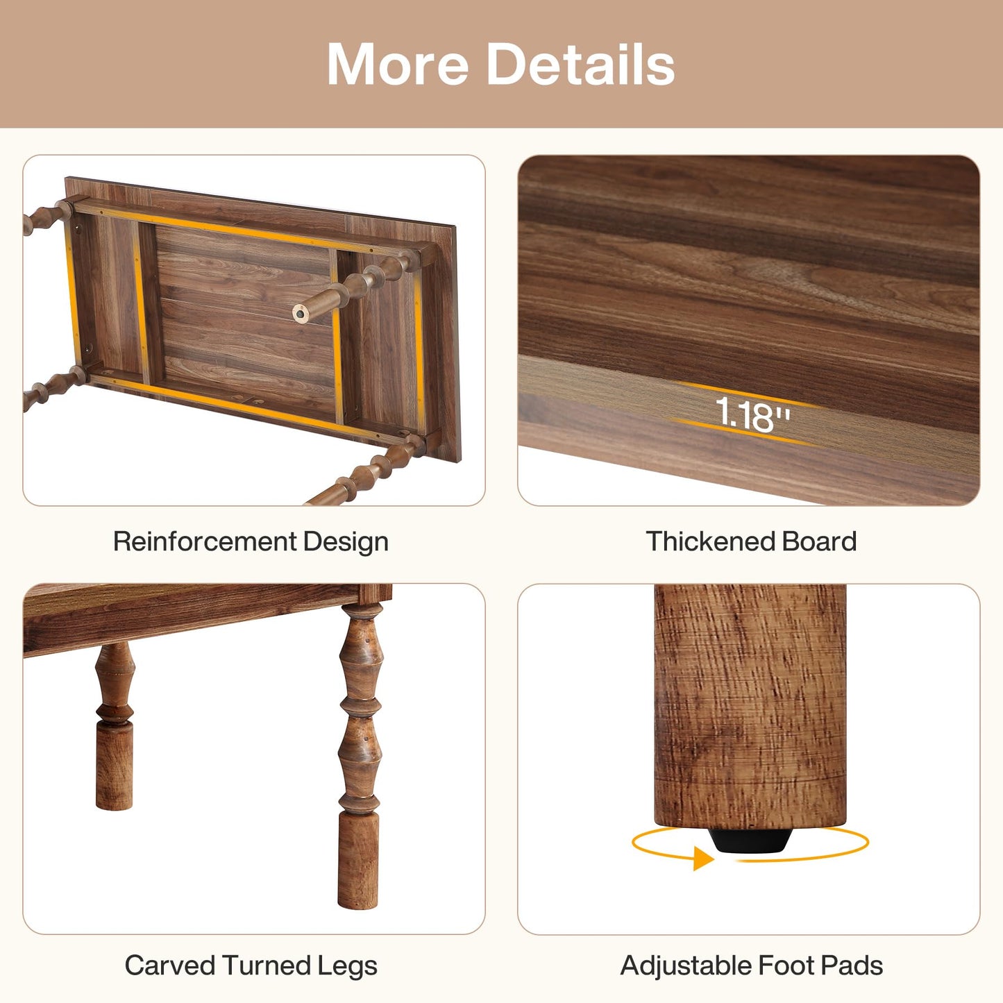 Tribesigns Large Executive Office Desk, 62.2-Inch Farmhouse Modern Computer Desk, Mid Century Study Writing Table Workstations Business Office Furniture with Carved Turned Legs (Walnut)