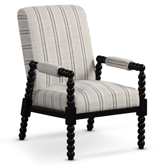 Giantex Mid Century Modern Spindle Accent Chair, Upholstered Armchair w/Rubber Wood Frame, Ergonomic Backrest & Fabric Covered Armrests, Comfy Single Sofa Chair for Reading Living Room Bedroom