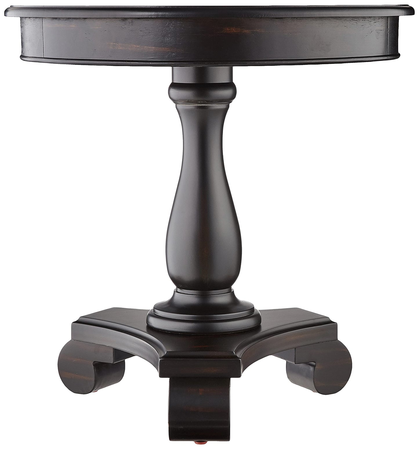 Roundhill Furniture Rene Round Wood Pedestal Side Table, Black