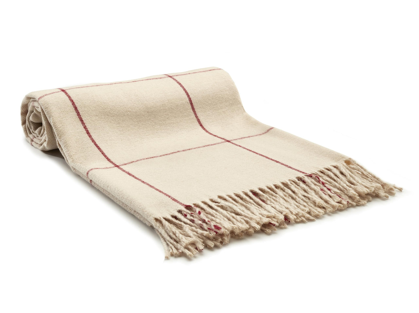 Arus Acrylic Highlands Collection Queen Size Tartan Plaid Design Throw Blanket Cream-Red, 60x80 inches