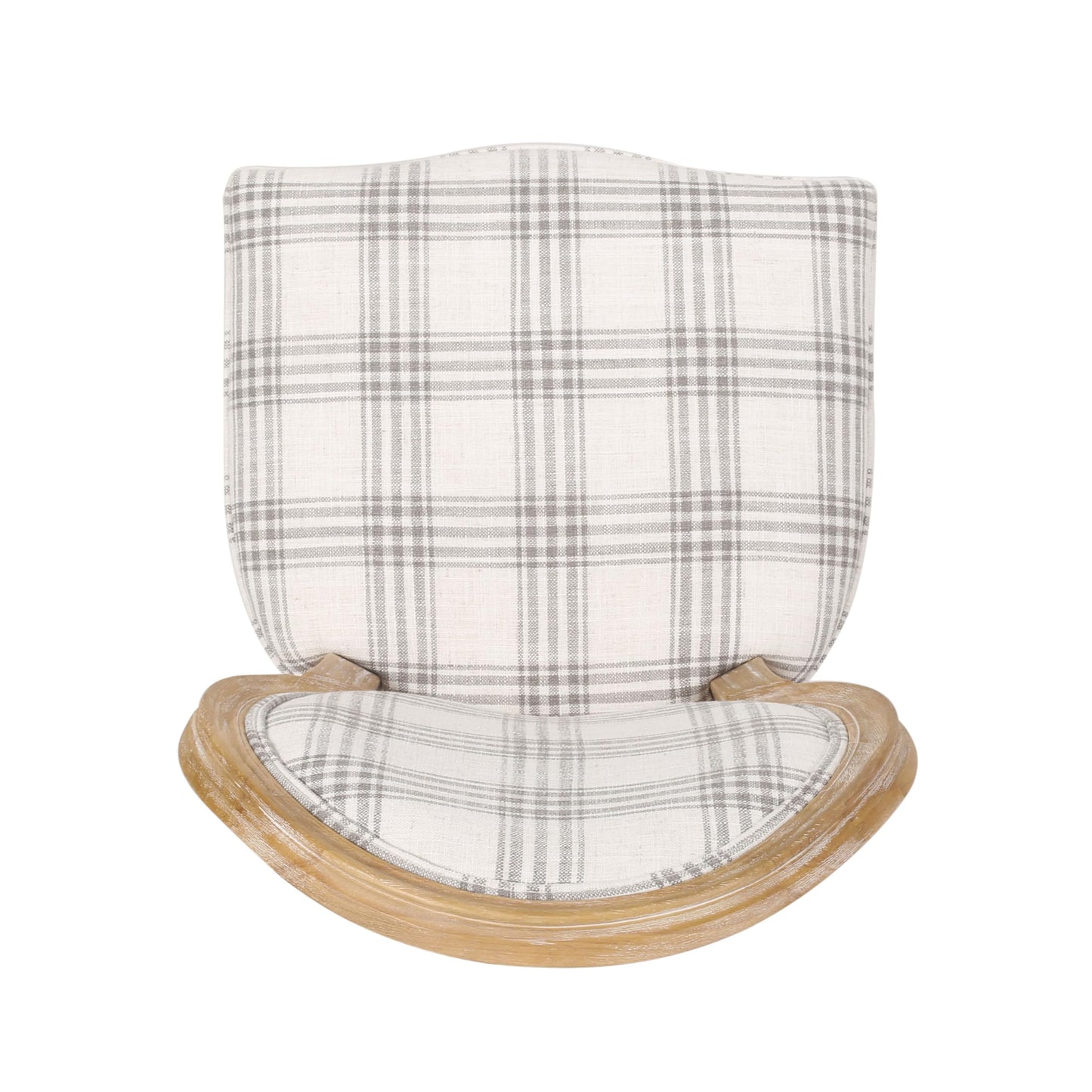 Christopher Knight Home Phinnaeus Dining Chair Set, Set of 4, Wood, Gray Plaid + Light Beige + Natural