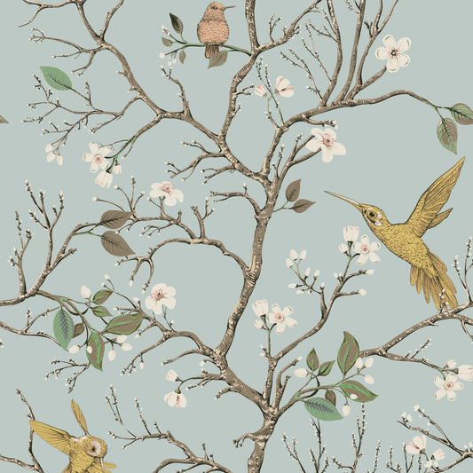 VaryPaper 17.7"x118" Vintage Floral Wallpaper Blossom Branches Bird Floral Peel and Stick Wallpaper Floral Contact Paper Self Adhesive Removable Wall Paper for Bedroom Bathroom Walls Shelf Liner