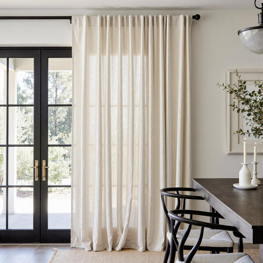 jinchan Linen Blend Beige Curtain for Living Room 90 Inch Length Extra Wide for Room Divider Rustic Farmhouse Drape Rod Pocket Back Tab Light Filtering Bedroom Window Curtain 1 Panel Ecru