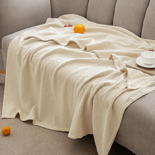 PHF 100% Cotton Muslin Blanket King Size 108" x 90", 4-Layer Lightweight and Breathable for Summer, Luxuriously Soft Gauze Bedding for Bed, Natural Minimalism Style, Ideal Gift, Beige/Short Bread