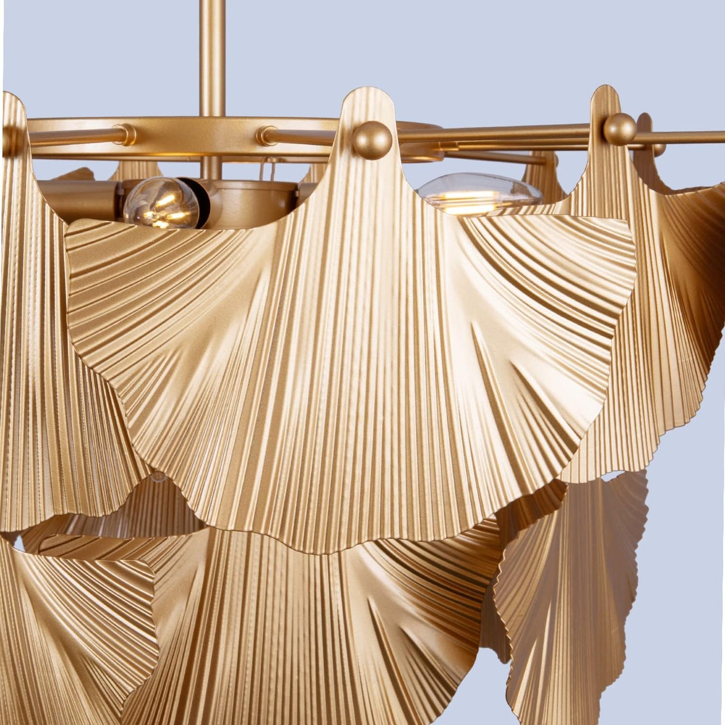 TOCHIC Modern Farmhouse Chandelier, 8 Lights Gold Chandeliers for Dining Room, Rustic Chandelier with Ginkgo Leaves, Ceiling Light Fixture for Living Room, Bedroom, Kitchen, Entryway, W-25.98"