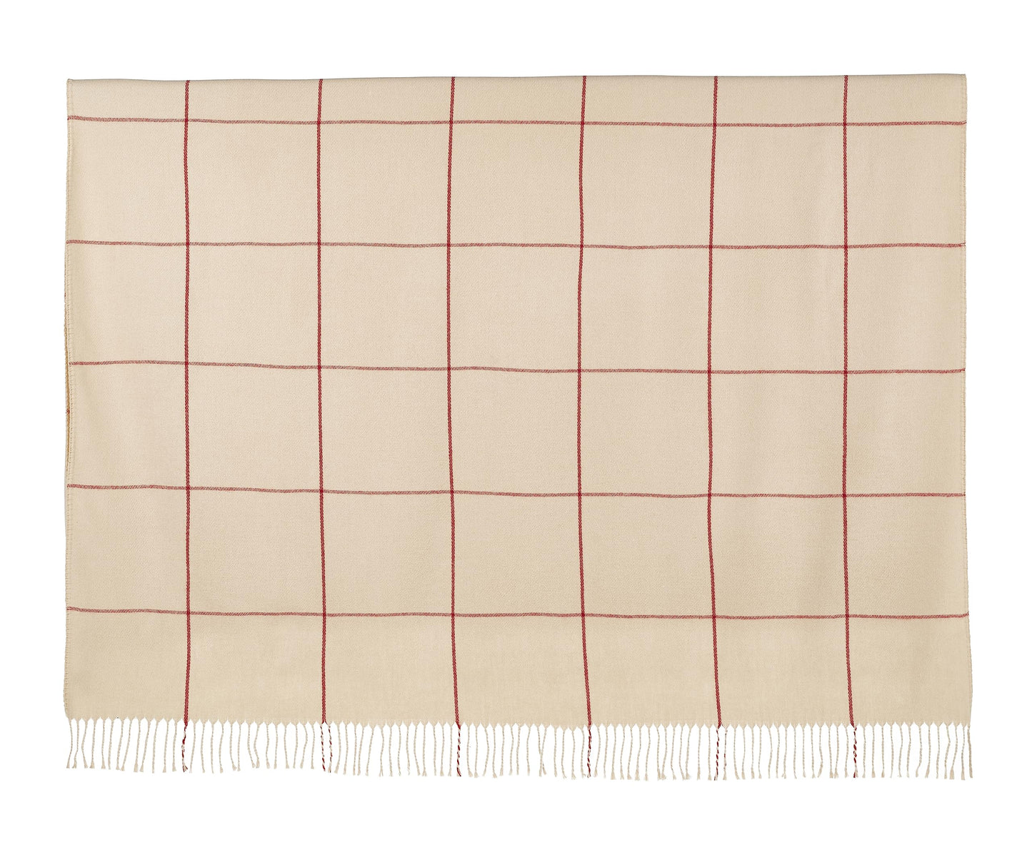 Arus Acrylic Highlands Collection Queen Size Tartan Plaid Design Throw Blanket Cream-Red, 60x80 inches