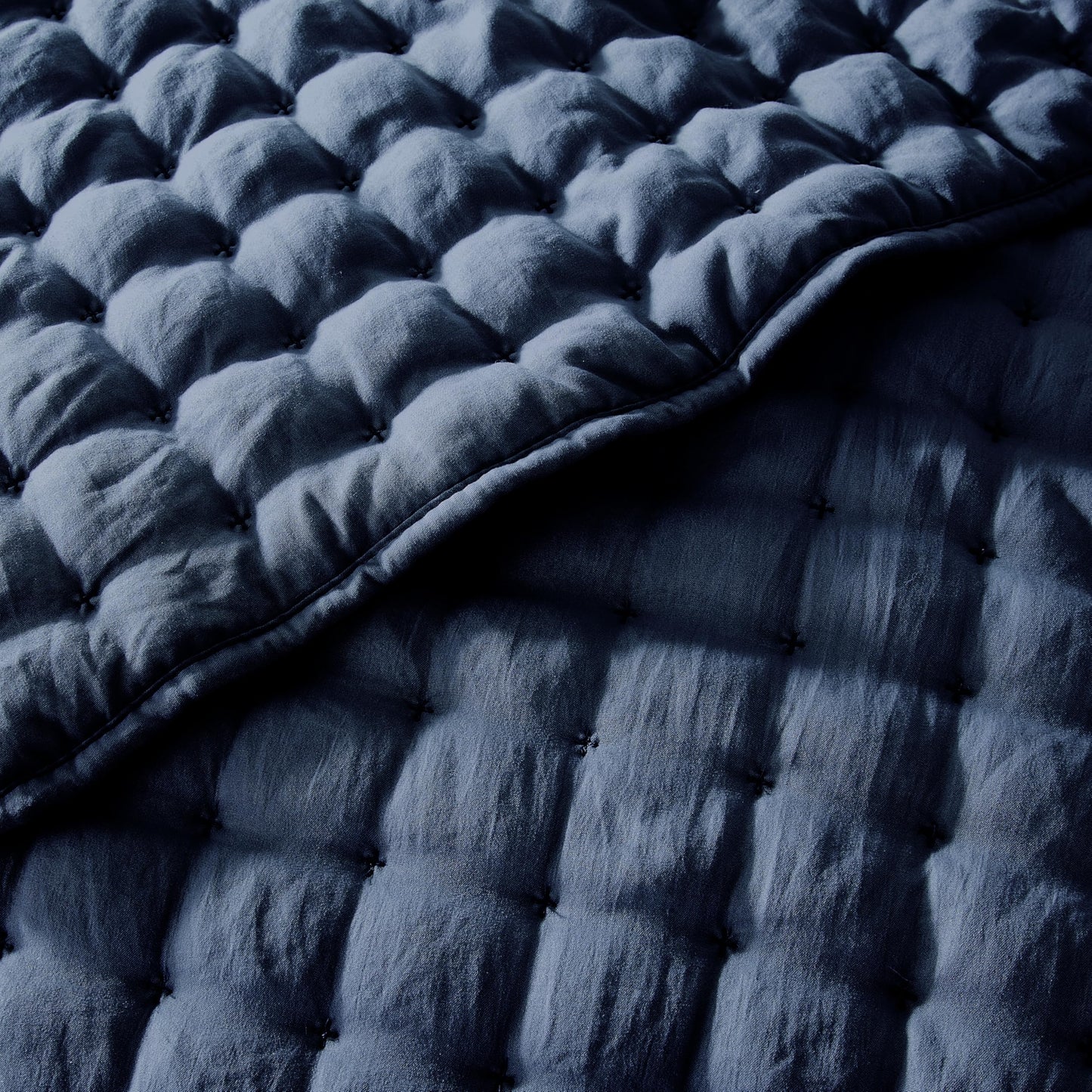 WDCOZY Navy Blue Queen Size Quilt Bedding Sets with Pillow Shams, Lightweight Soft Bedspread Coverlet, Quilted Blanket Thin Comforter Bed Cover, All Season Summer Spring, 3 Pieces, 90x90 inches
